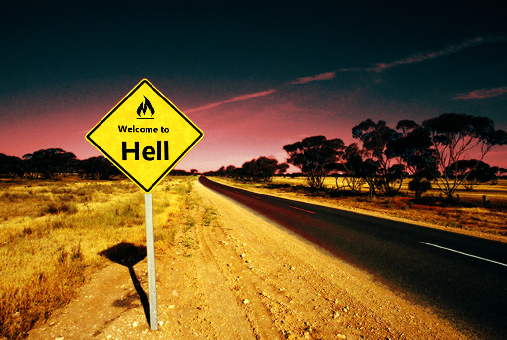 Welcome to hell roadsign