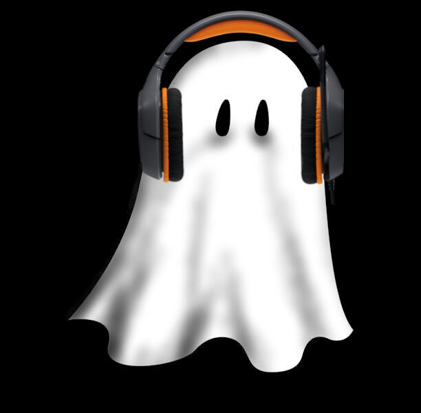 Ghost wearing headphones